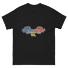 red car vs blue car black t-shirt