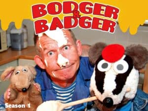 Bodger and Badger with Mash on Simon's Face
