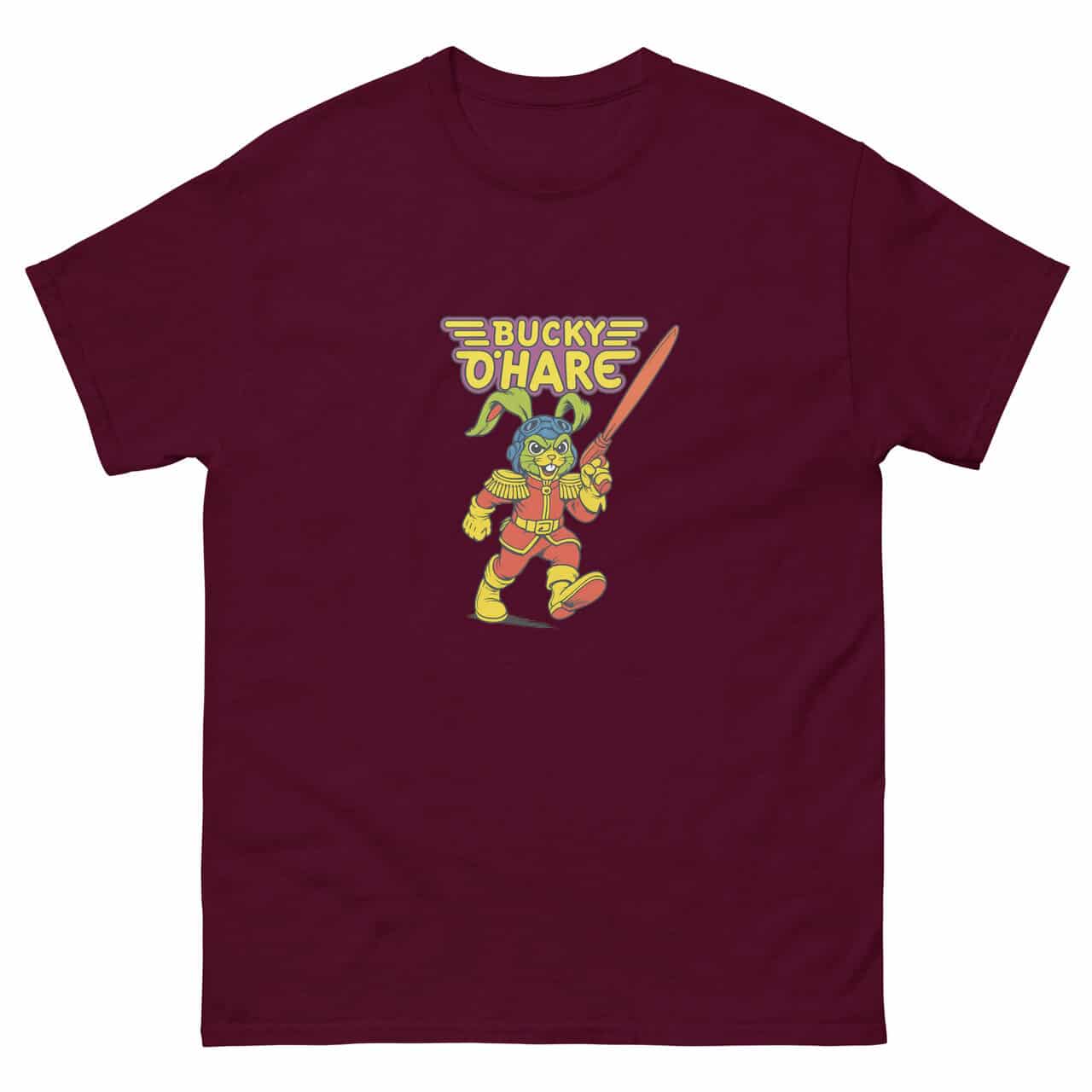 bucky o'hare maroon t-shirt